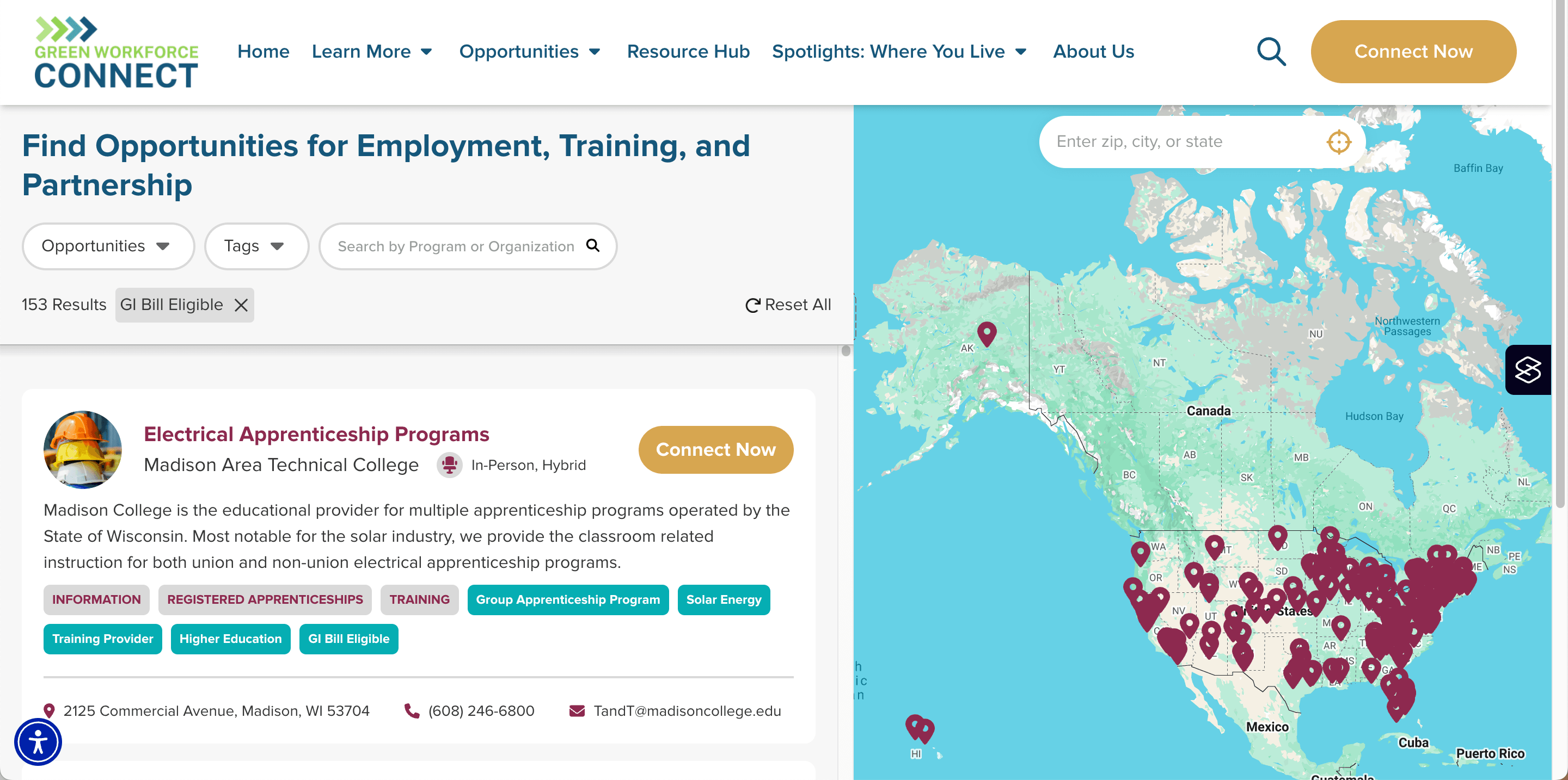 Screenshot of Connect Now page