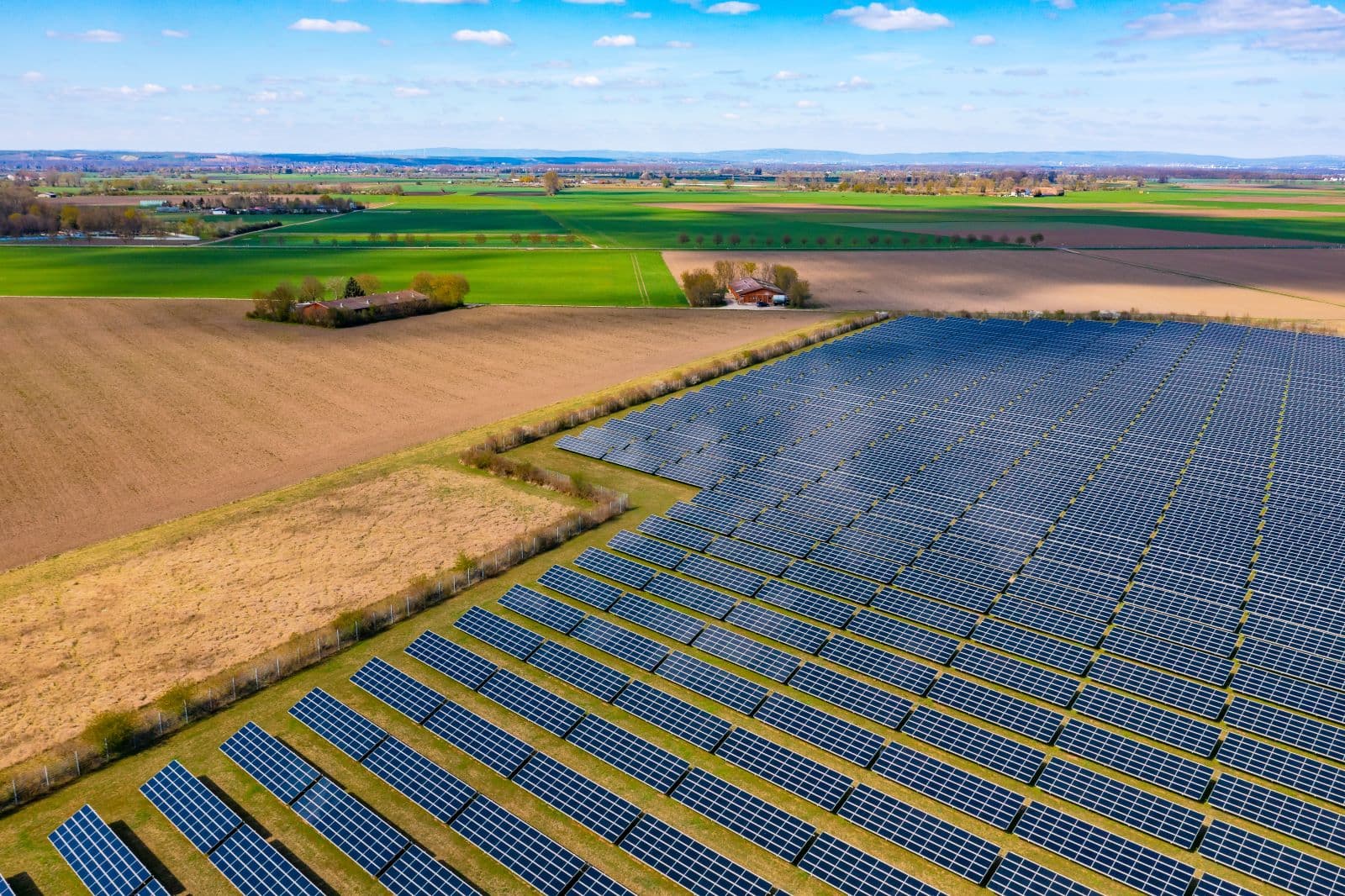 Solar panels in field